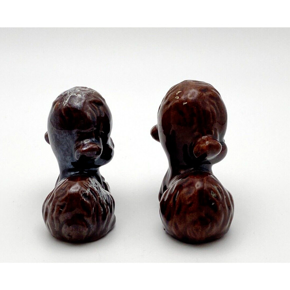 Vintage Redware Puppy Dog Figurines Hand Painted Big Eyes Figural Japan Set of 2 - Picture 3 of 9